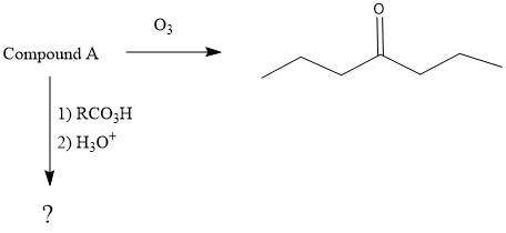 Compound A is an alkene that was treated with ozone to yield only (CH3CH2CH2)2C=O. Draw the major pr