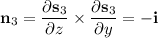 \mathbf n_3=\dfrac{\partial\mathbf s_3}{\partial z}\times\dfrac{\partial\mathbf s_3}{\partial y}=-\mathbf i