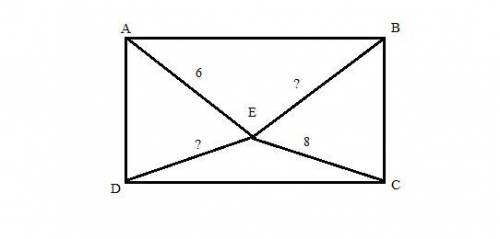 Point E lies within rectangle ABCD. If AE = 6, BE = 7, and CE = 8, what is the length of DE?