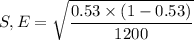 S,E = \sqrt{\dfrac{0.53 \times (1-0.53)}{1200}}