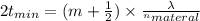 2t_{min} = (m + \frac{1}{2} )\times \frac{\lambda}{^nmateral}