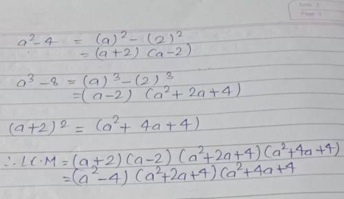 Find the LCM of a^2-4,a^3-8 and (a+2)^2​