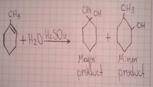 acid-catalyzed hydration of 1-methylcyclohexene gives two alcohols. The major product does not under