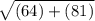 \sqrt{(64)+(81)}
