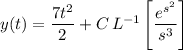 y(t)=\dfrac{7t^2}2+C\,L^{-1}\left[\dfrac{e^{s^2}}{s^3}\right]