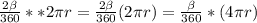 \frac{2\beta}{360}**2\pi r=\frac{2\beta}{360}(2\pi r)=\frac{\beta}{360}*(4\pi r)