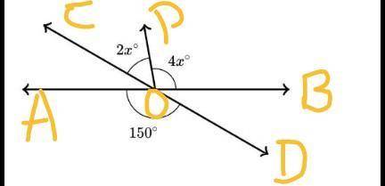 Which equation can be used to solve for x in the following diagram? Choose 1 answer. 2x° degrees, 4x