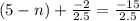 (5 - n) + \frac{-2}{2.5} = \frac{-15}{2.5}