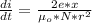 \frac{di}{dt}  =  \frac{2e * x  }{\mu_o * N  * r^2}