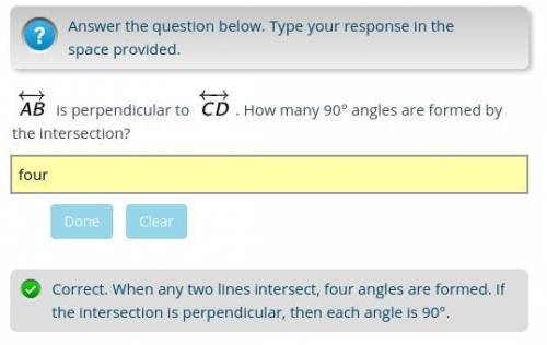 Is perpendicular to . How many 90° angles are formed by the intersection?