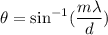 \theta=\sin^{-1}(\dfrac{m\lambda}{d})
