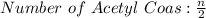 Number~of~Acetyl~Coas:\frac{n}{2}