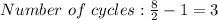 Number~of~cycles:\frac{8}{2}-1=3