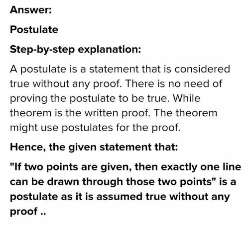 if two points are givin, then exactly one line can be drawn through those two points. which geomerty