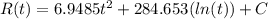 R(t) =  6.9485t^2 + 284.653(ln (t) ) +  C