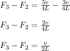 F_3 -F_2 = \frac{5v}{4L} - \frac{3v}{4L}\\\\F_3 -F_2 =  \frac{2v}{4L} \\\\F_3 -F_2 =\frac{v}{2L}