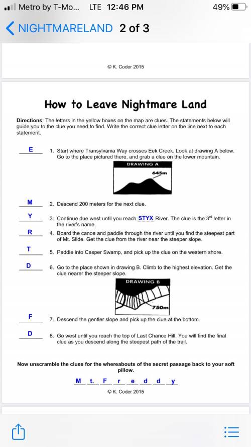 Does anybody have an answer key to the nightmare land lab activity for earth systems?? I need help I