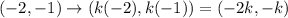 (-2,-1)\rightarrow (k(-2),k(-1))=(-2k,-k)