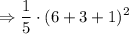 \Rightarrow \displaystyle \frac{1}{5} \cdot (6+3+1)^2