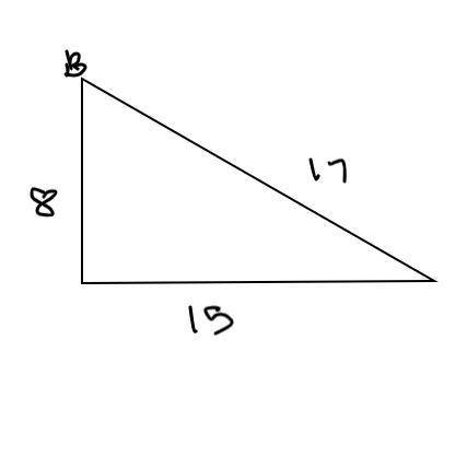 a right triangle has side lengths 8 15 and 17 as shown below use these lengths to find tan B sin B a