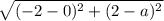 \sqrt{(-2-0)^2+(2-a)^2}