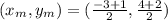(x_{m} ,y_{m}) = (\frac{-3+1  }{2} , \frac{4+2  }{2}   )