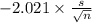 -2.021 \times {\frac{s}{\sqrt{n} } }