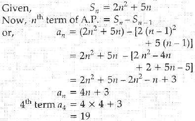 If the sum of a term of an ap is 2n square + 5n then find the 4th term