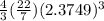 \frac{4}{3}(\frac{22}{7} ) (2.3749)^{3}