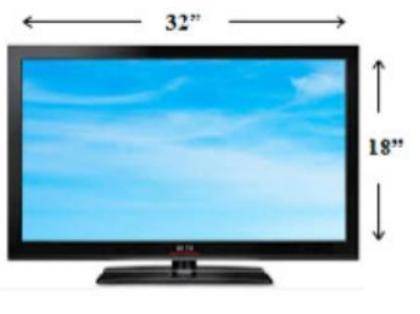 Which size would you see on the box for a new television whose screen measures 32 inches wide by 18