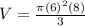V=\frac{\pi(6)^2(8) }{3}