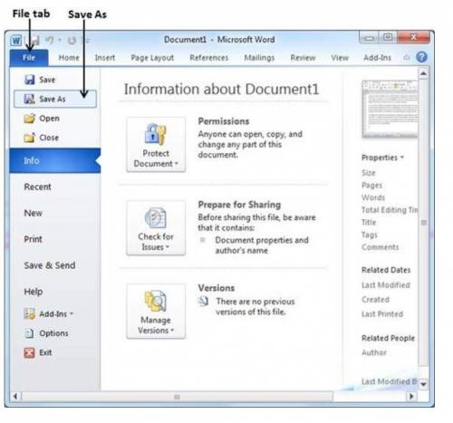 To save a document as a new file name select A. File New B. Save C. Save as D. File open