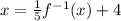 x=\frac{1}{5}f^{-1}(x)+4