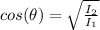 cos (\theta) =  \sqrt{ \frac{I_2}{I_1} }