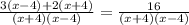 \frac{3(x - 4) + 2(x + 4)}{(x + 4)(x - 4)} = \frac{16}{(x + 4)(x - 4)}