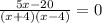 \frac{5x - 20}{(x + 4)(x - 4)} = 0