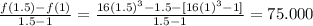 \frac{ f(1.5) - f(1)}{1.5-1}  =  \frac{16(1.5)^3 - 1.5 - [16(1)^3 -1] }{1.5-1 }  = 75.000