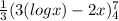 \frac{1}{3} (3 (log x) - 2 x )_{4} ^{7}
