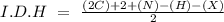 I.D.H~=~\frac{(2C)+2+(N)-(H)-(X)}{2}