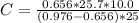 C =  \frac{ 0.656  *  25.7 *  10.0}{ (0.976 -  0.656) *  25}