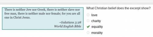 What Christian belief does the excerpt show?
O love
O charity
O equality
O morality