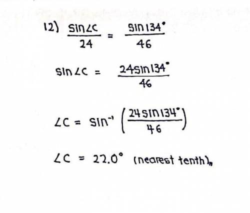 Part 3. Use the Laws of sines. Please show work. Round to the nearest tenth.