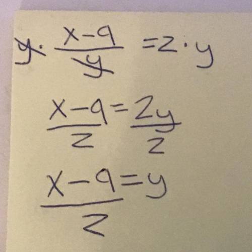 Solve 
x − 9/y= z for y.
