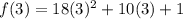 f(3) = 18(3)^2 + 10(3) + 1