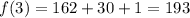 f(3) = 162 + 30 + 1 = 193