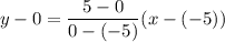 y-0=\dfrac{5-0}{0-(-5)}(x-(-5))