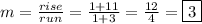 m=\frac{rise}{run}=\frac{1+11}{1+3}=\frac{12}{4}=\boxed{3}