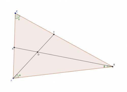 In ∆ABC the angle bisectors drawn from vertices A and B intersect at point D. Find m∠ADB if: m∠C=γ