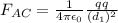 F_{AC}= \frac {1}{4\pi\epsilon_0}\frac {qq}{(d_1)^2}