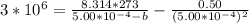 3*10^6 =  \frac{8.314 * 273}{5.00*10^{-4} - b}  - \frac{0.50}{(5.00*10^{-4})^2 }